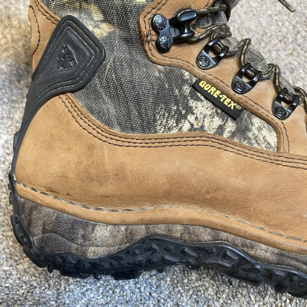 Rocky Boots Men 8.5M Woodland Camo Leather Gore Tex Hunting Utility Workwear